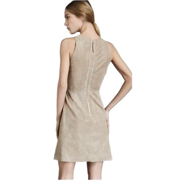 REBECCA TAYLOR Python Print Leather Mini Dress Size 6 Cream Gray Sleeveless - Picture 5 of 13